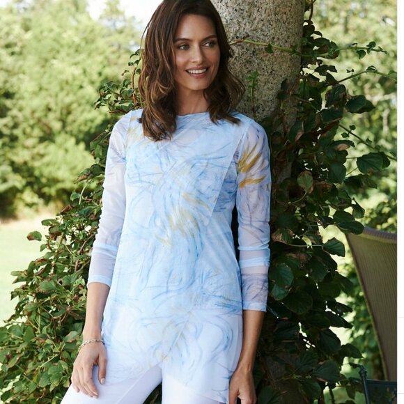 Ala von Auersperg Diane Mesh Tunic/Mini Dress in Birds of Paradise Blue/Orange - Picture 1 of 16